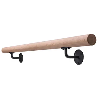 Houten trapleuning met houders foto 1